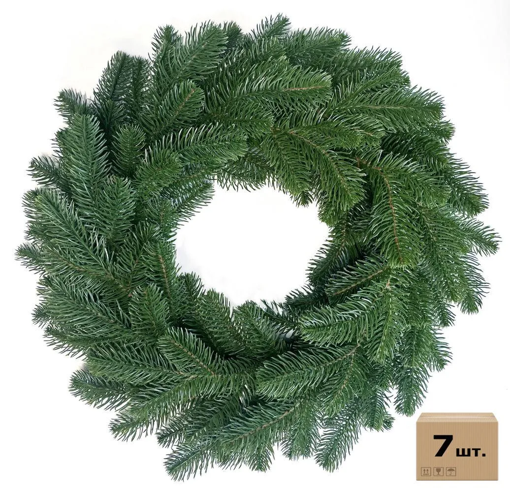 Вінки хвойні різдвяні Lux литі d-50 см зелені (упаковка 7 шт.)