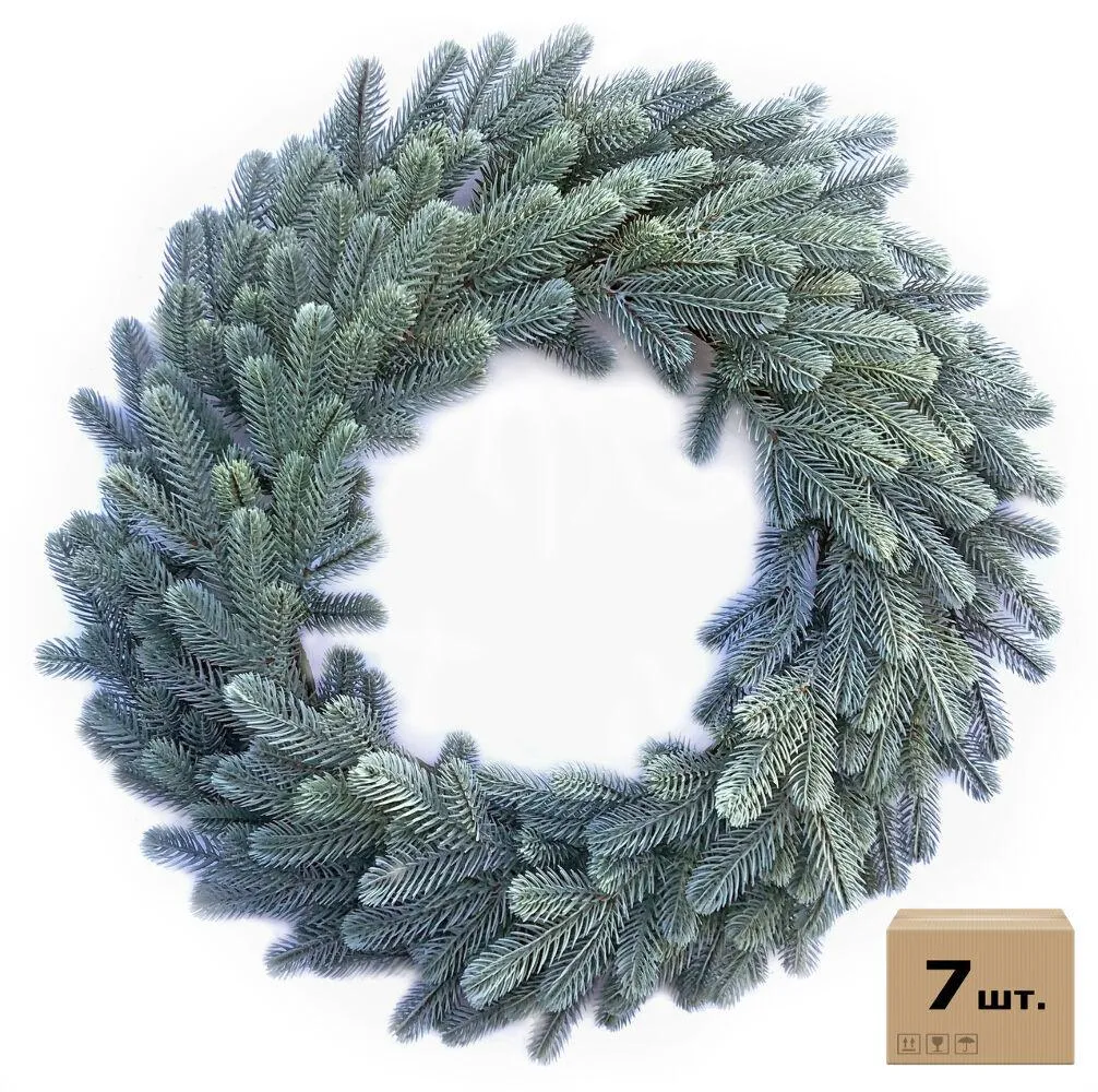 Вінки хвойні різдвяні Traditional литі d-50 см блакитні (упаковка 7 шт.)