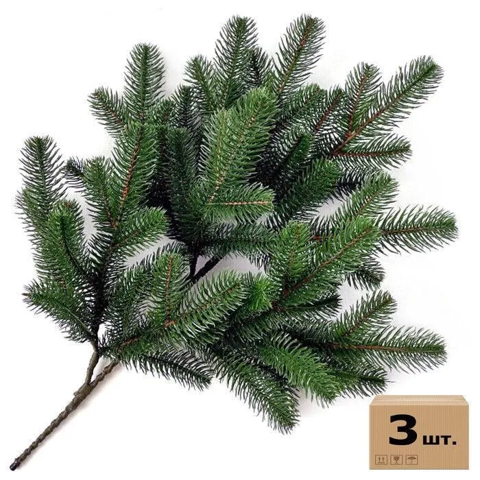 Гілка ялинки штучна Lux 60 см зелена (упаковка 3 штуки)