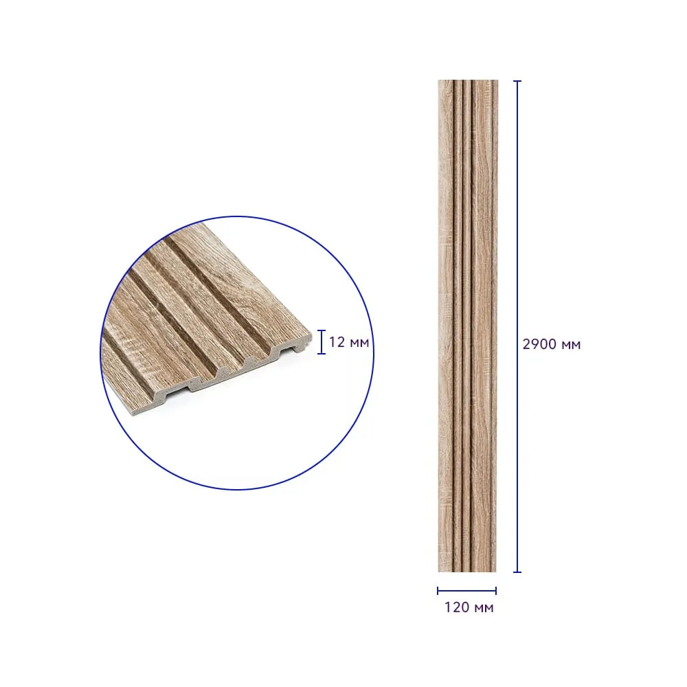 Рейка стінова декоративна дуб 2900х120х12мм-1