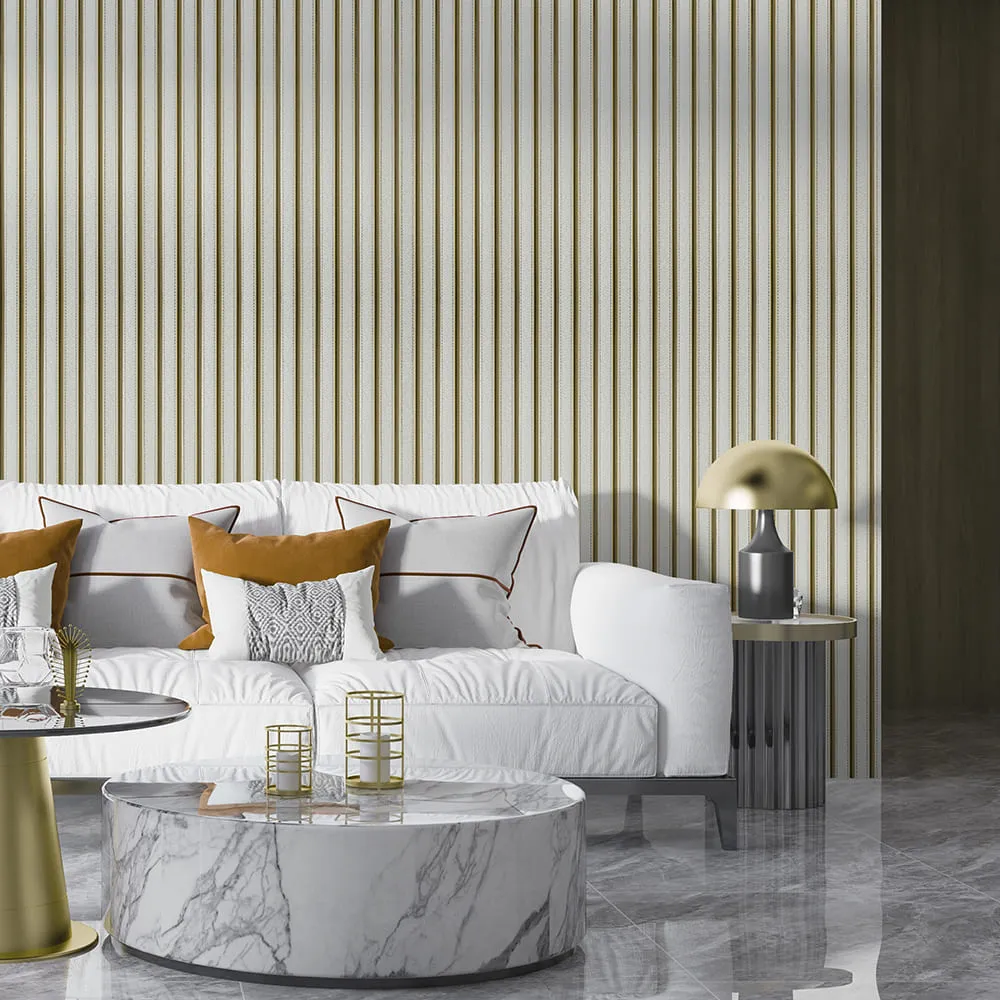 Рейка стінова декоративна під білу шкіру із золотом 2900х120х12мм-4