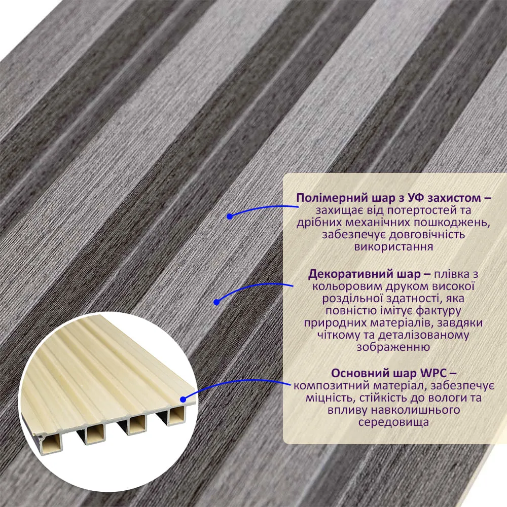 Рейка стінова декоративна олов'яна 3000х160х23мм-2