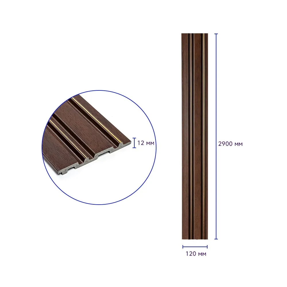 Рейка стінова декоративна темний горіх із позолотою 2900х120х12мм-1