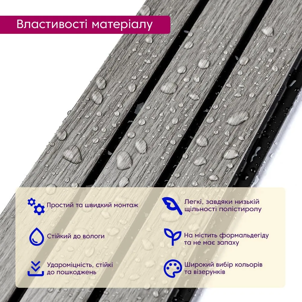 Рейка стінова декоративна світло-сірий дуб 2900х120х12мм-3