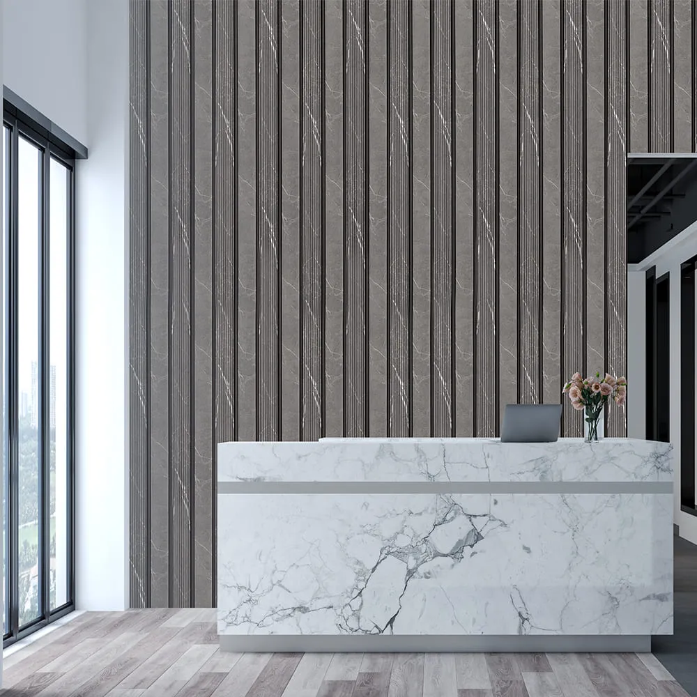 Рейка стінова декоративна сірий мармур 2900х120х12мм-4