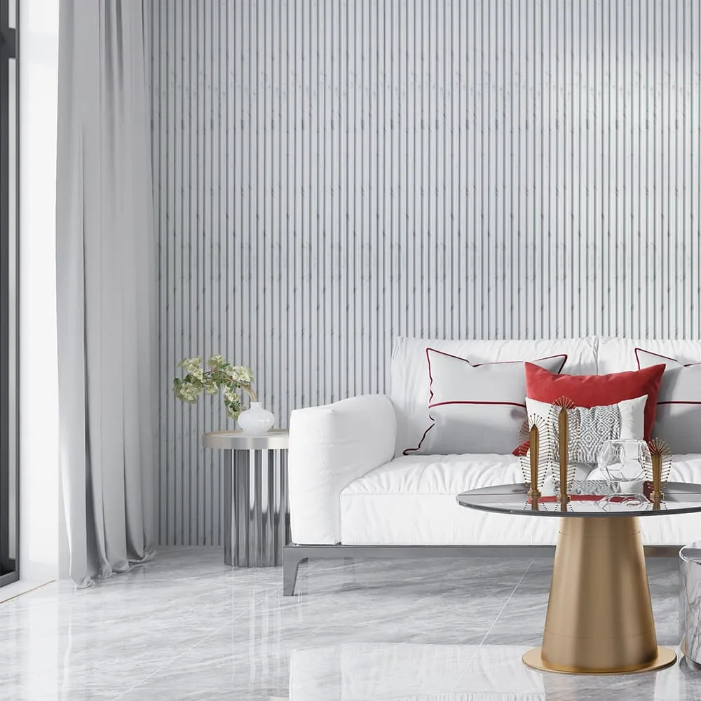 Рейка стінова декоративна білий мармур 2900х120х12мм-4