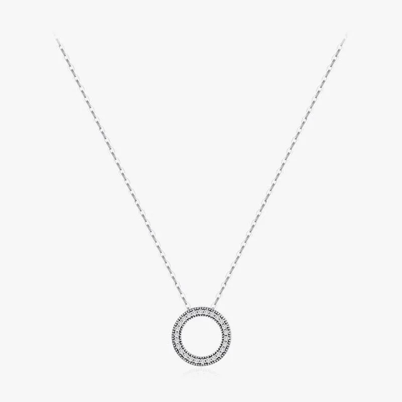 Срібне кольє 925 проби із круглою підвіскою та фіанітами (n103)