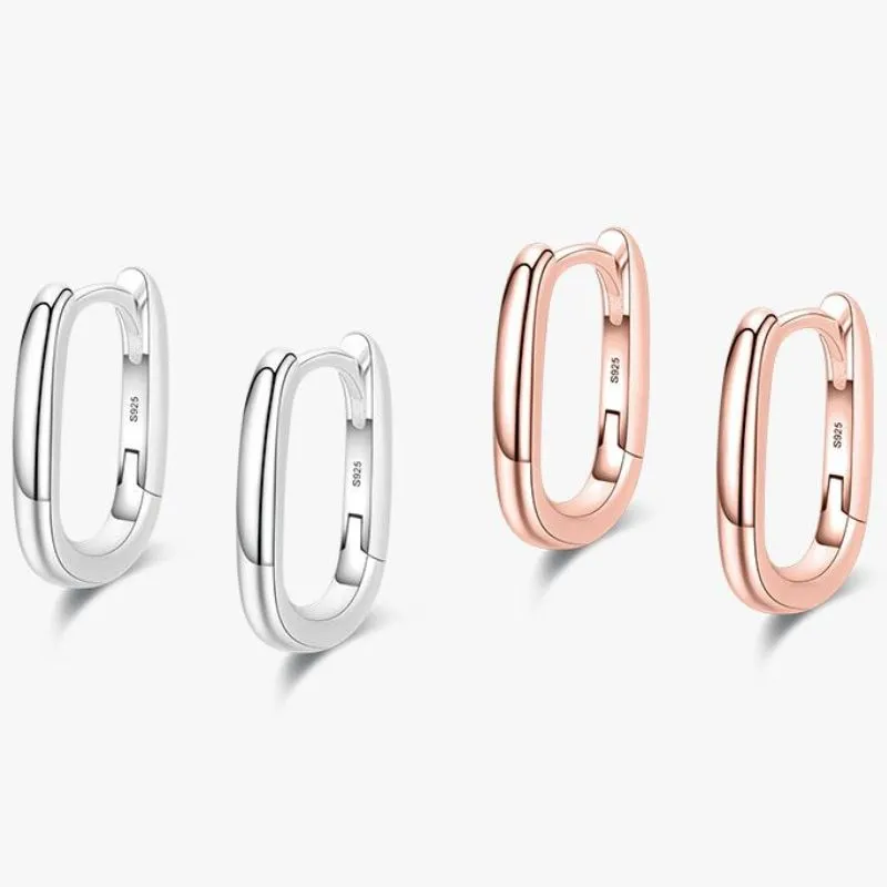 Овальні сережки - кільця для жінок зі срібла 925 проби (s102)