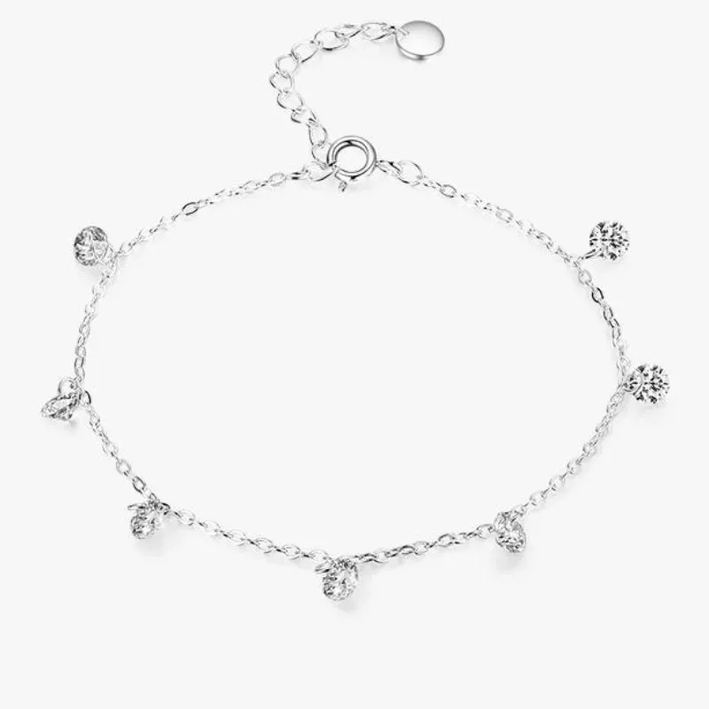 Срібний браслет з фіанітами - Десять сердець