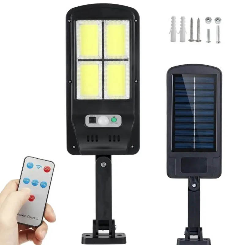 Вуличний ліхтар на сонячній батареї з пультом BK-128-4COB SOLAR Ліхтар на стовп з датчиком руху