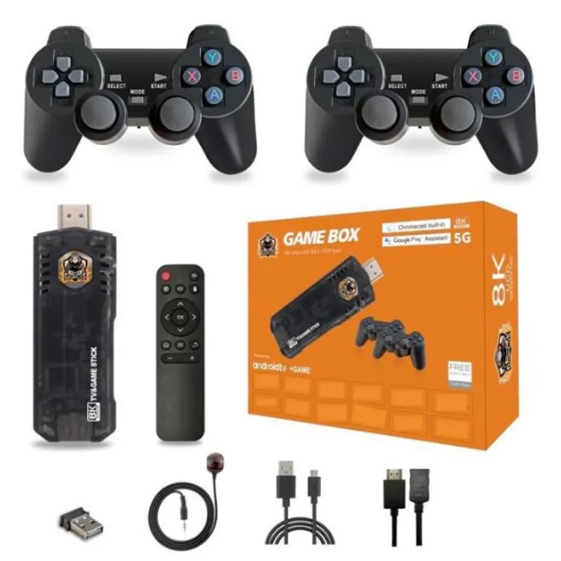 Портативна ігрова консоль приставка Smart TV GAME BOX X8 8K/5G Android 12 з двома бездротовими джойстиками 10000 ігор