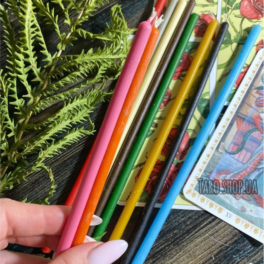 Набір воскових свічок 10 шт (різнокольорові)-1