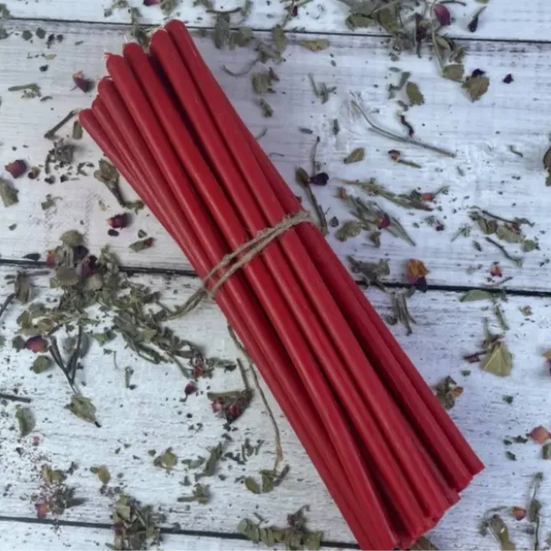 Воскові червоні свічки 26 см-0