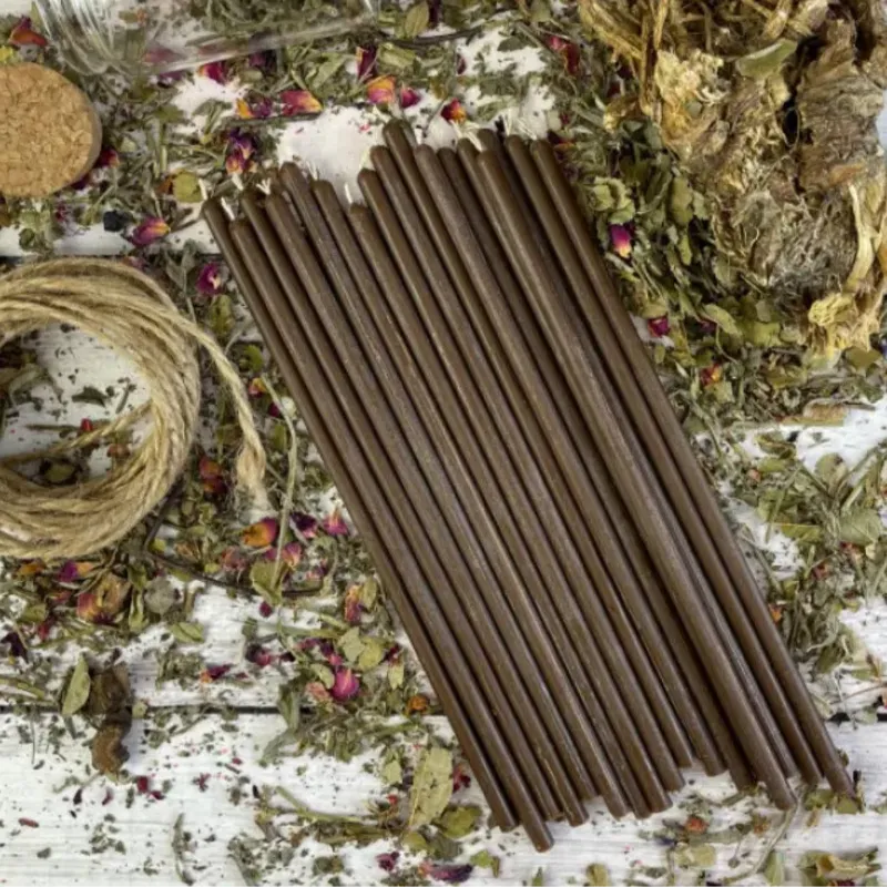 Тонкі воскові свічки - Коричневі 20 см-0