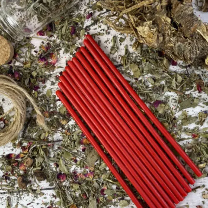 Тонкі воскові свічки - Червоні 20 см-0