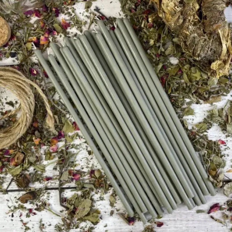 Тонкі воскові свічки - Сірі 20 см-0