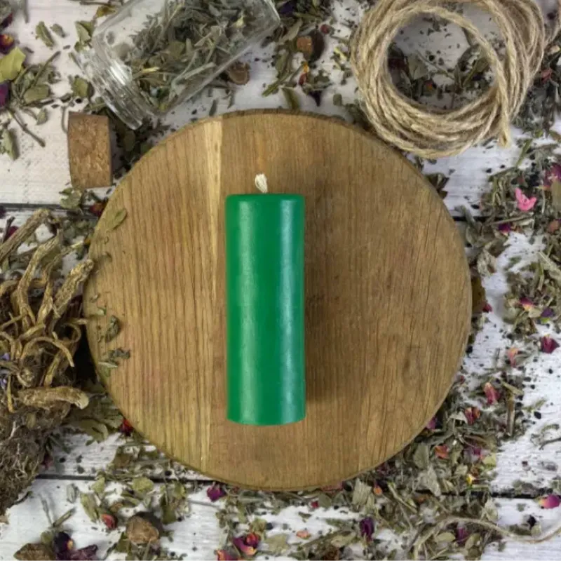 Воскова зелена свічка - Циліндр-0