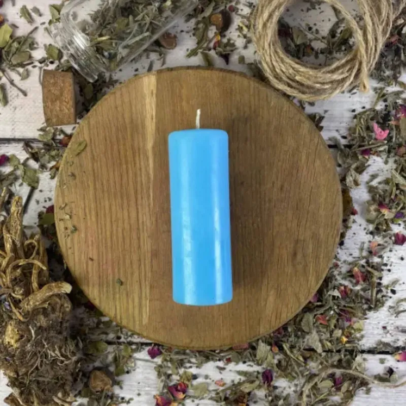 Парафінова блакитна свічка - Циліндр-0