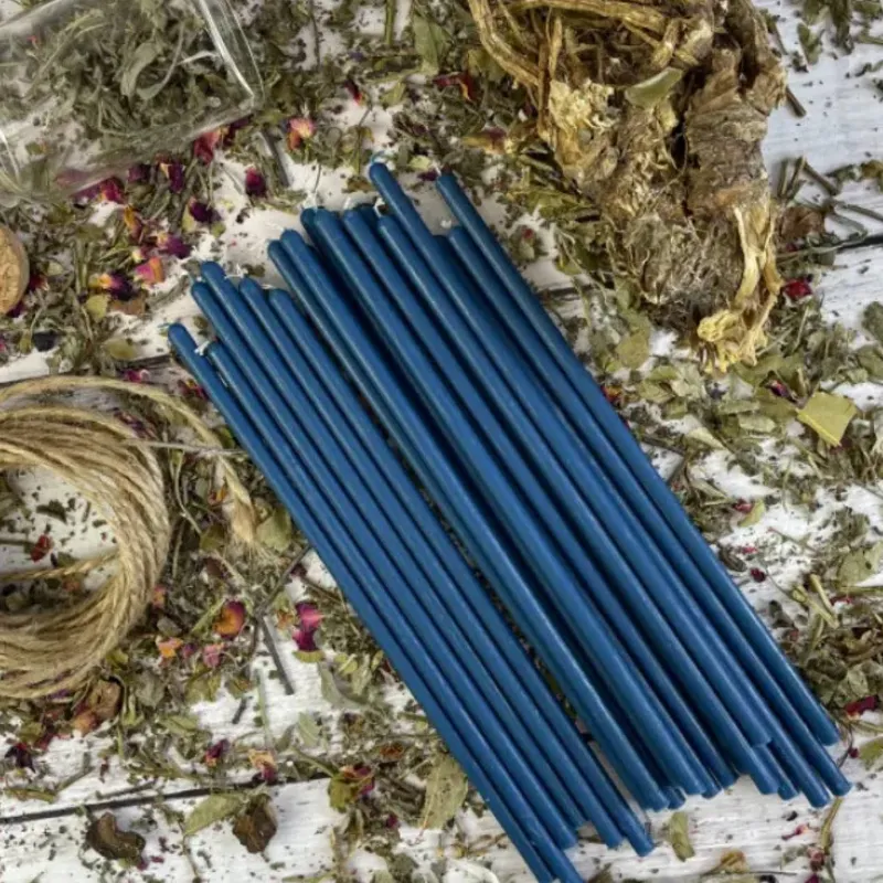 Тонкі воскові свічки - Сині 20 см-0