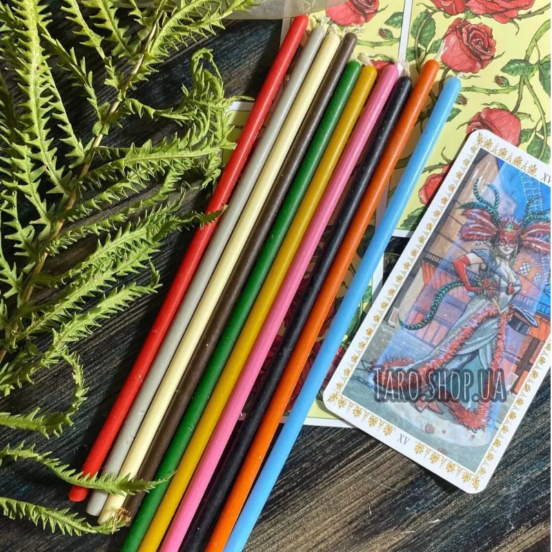 Набір воскових свічок 10 шт (різнокольорові)-0