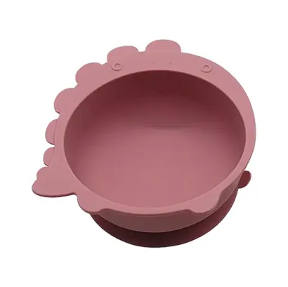 Глибока тарілочка Динозаврик на присосці Темно-рожевий