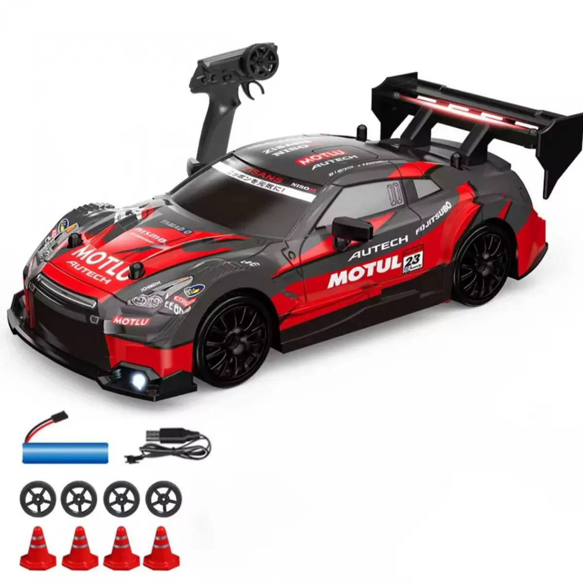 Машинка для дріфту повнопривідна на радіокеруванні Super Drift Car 1:24 із світлодіодним підсвічуванням Red-1