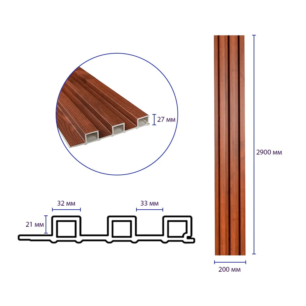 Рейка стінова декоративна модрина 2900х200х27 мм-1
