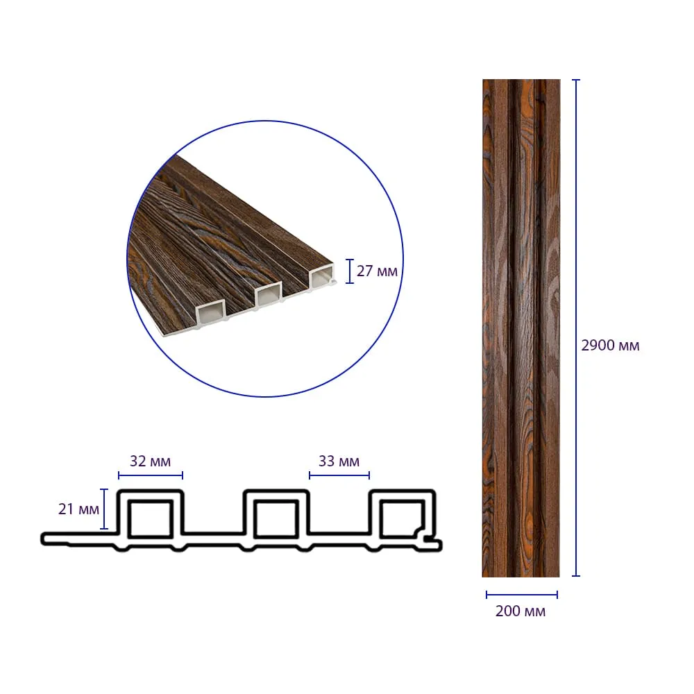 Рейка стінова декоративна макорі 2900х200х27 мм-1