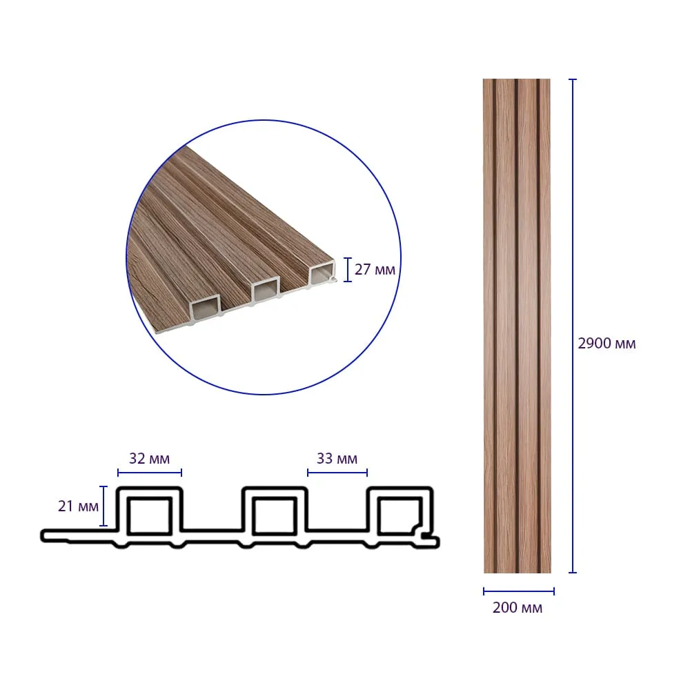 Рейка стінова декоративна кіпаріс 2900х200х27 мм-1