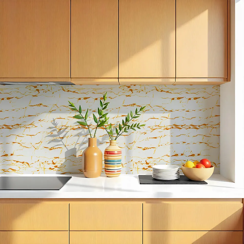 Плитка самоклеюча FIXTILE PRO мармур із золотим павутинням 600х300х2 мм-4