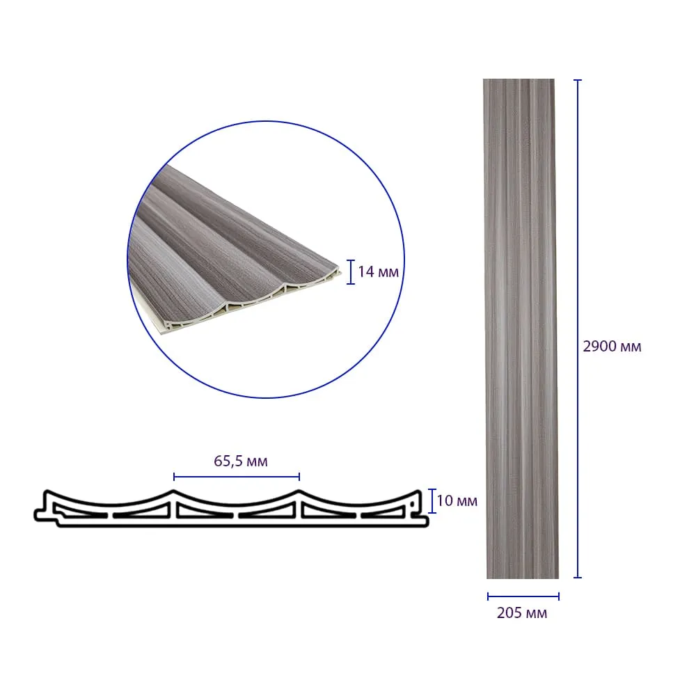 Рейка декоративна "Хвиля" попілясте дерево 2900х205х14 мм-1