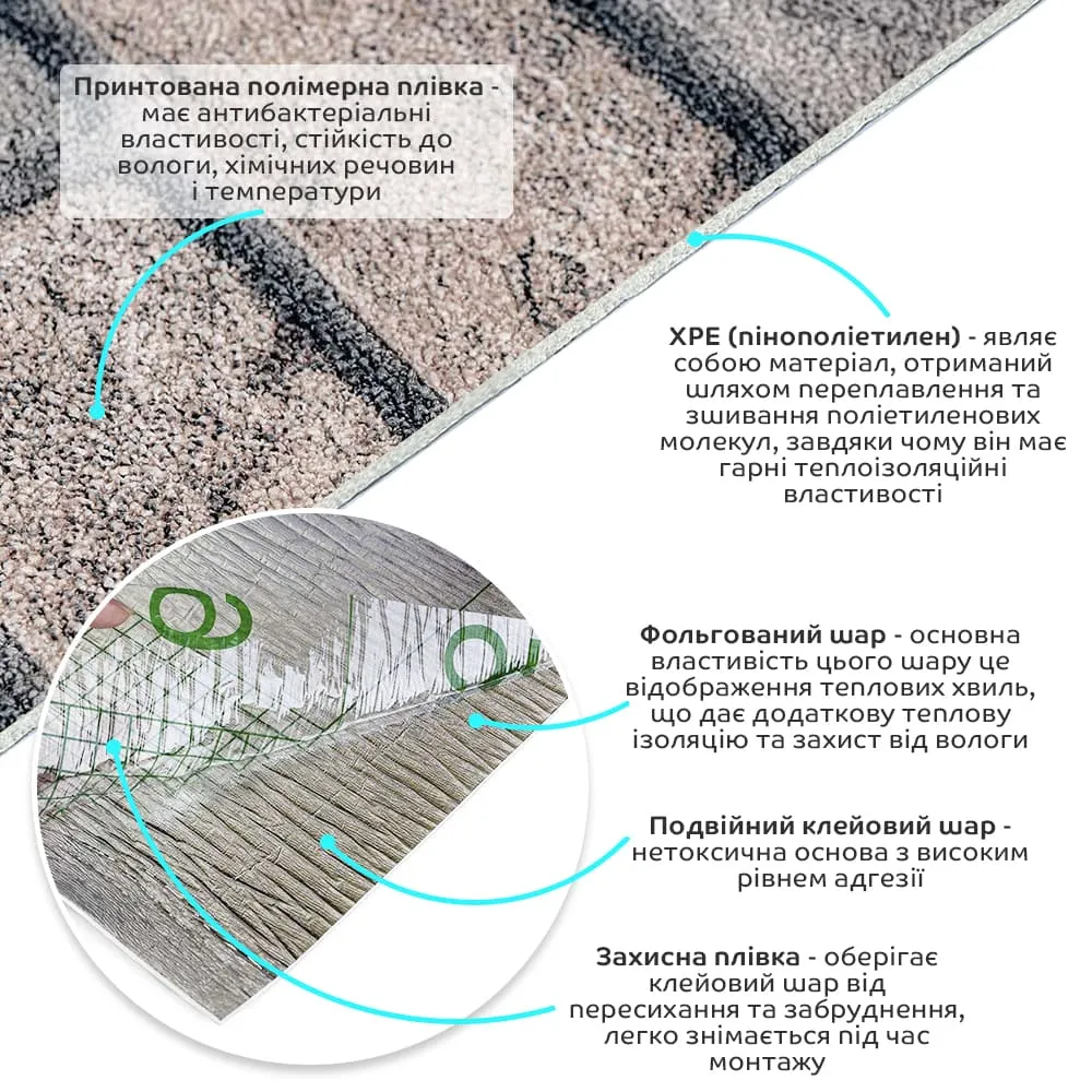 Шпалери самоклеючі коричневий клінкер 2800х500х2мм-2